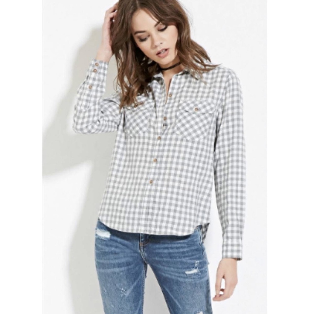 Forever 21 Black and White Checkered Shirt‎